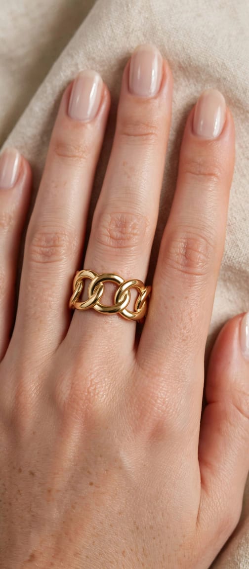 Gold Tone Stainless Steel Woven Ring for Women – Elegant Twisted Statement Ring