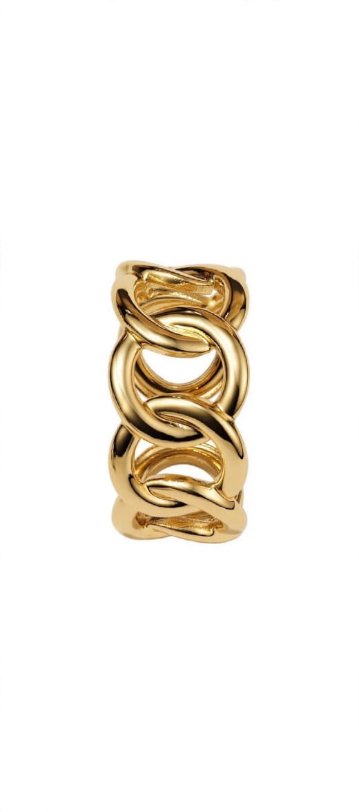 Chunky gold interlocking twisted loop ring