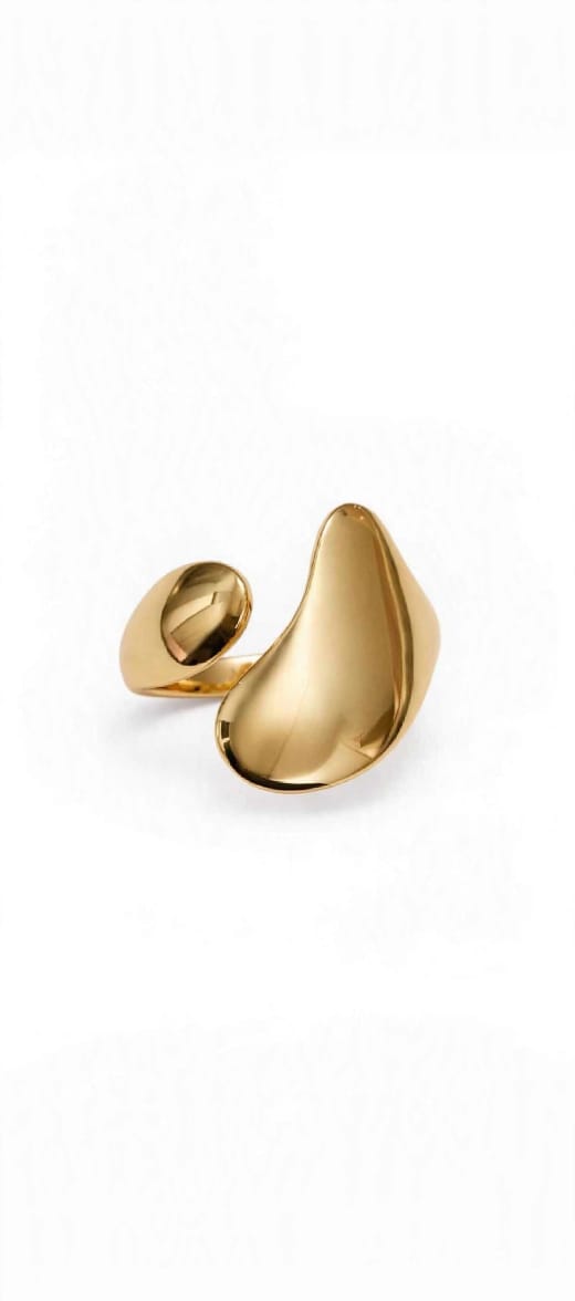Gold Tone Stainless Steel Open Ring for Women – Modern Sculptural Statement Ring