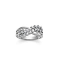 Elegant Silver Crystal Leaf Ring for Women – Sparkling Floral Statement Ring