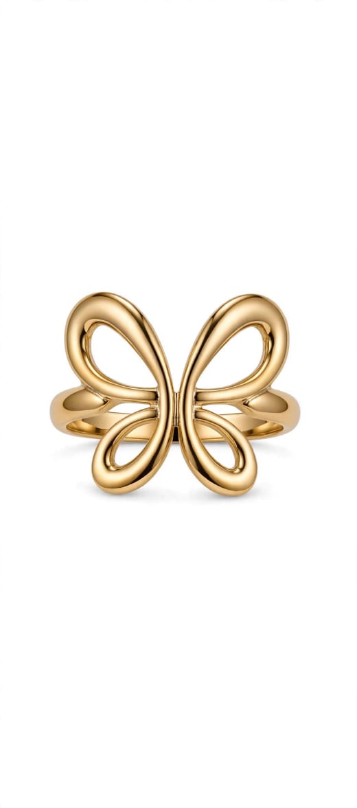 Gold Tone Stainless Steel Butterfly Ring for Women – Elegant Minimalist Fashion Ring