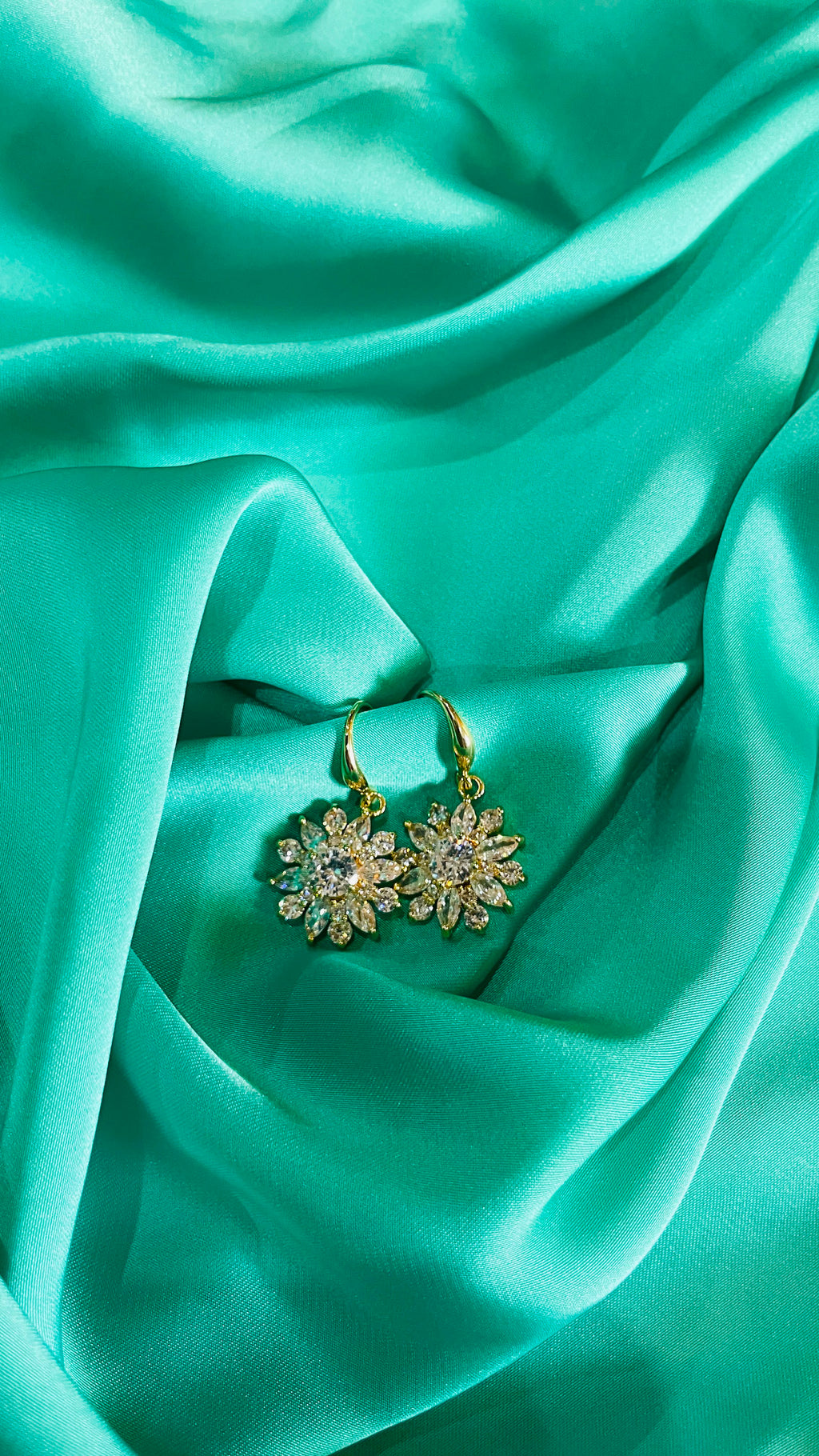 Luxury Stainless Steel Crystal Flower Hoop Earrings for Women