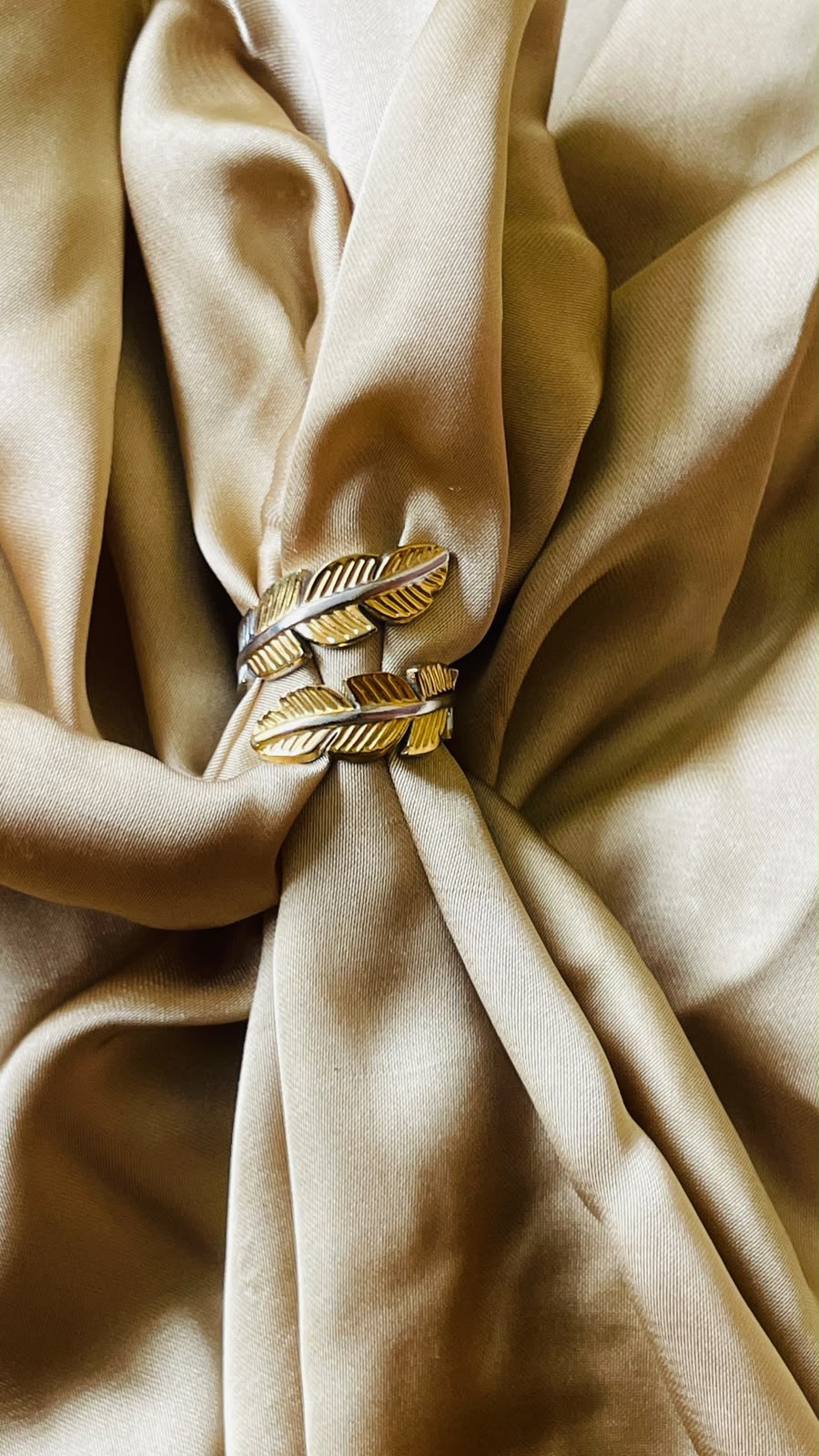 Luxury Leaf Adjustable Ring for Women | Gold & Silver Two-Tone Open Ring