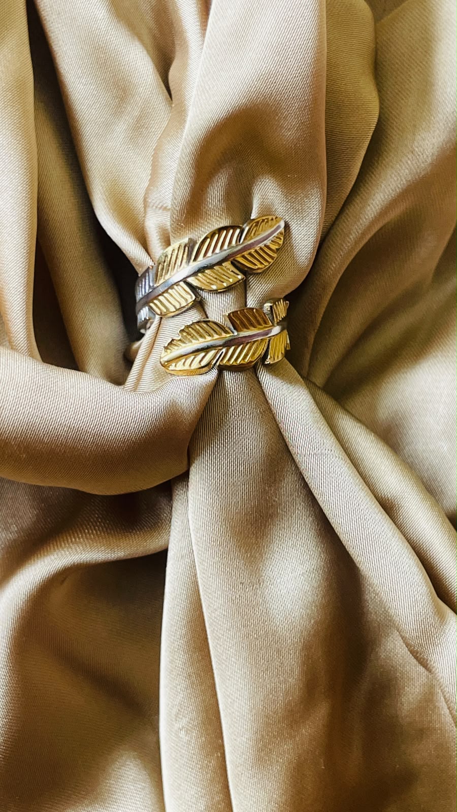 Luxury Leaf Adjustable Ring for Women | Gold & Silver Two-Tone Open Ring