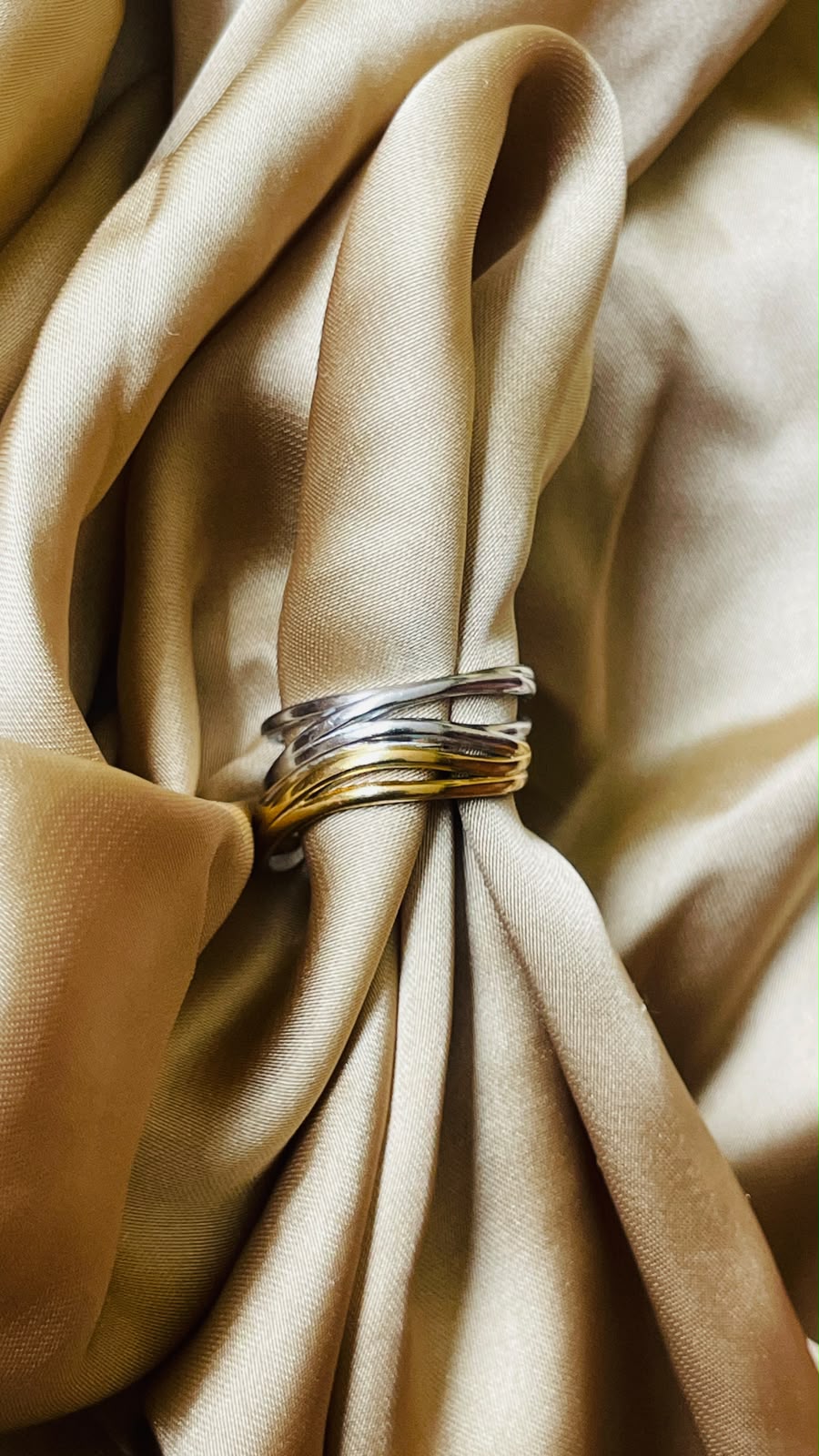 Twisted Dual-Tone Adjustable Ring