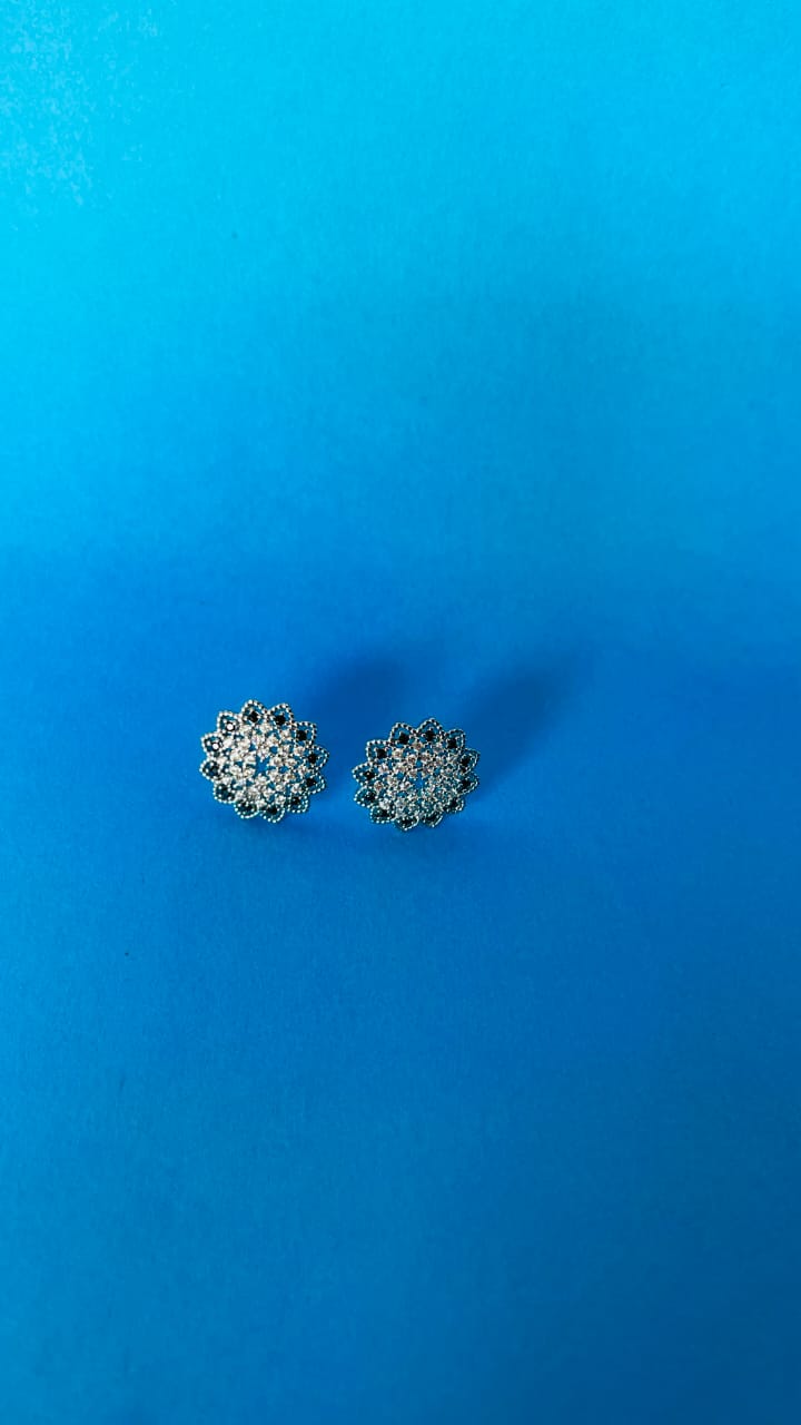 Vintage Floral Crystal Stud Earrings