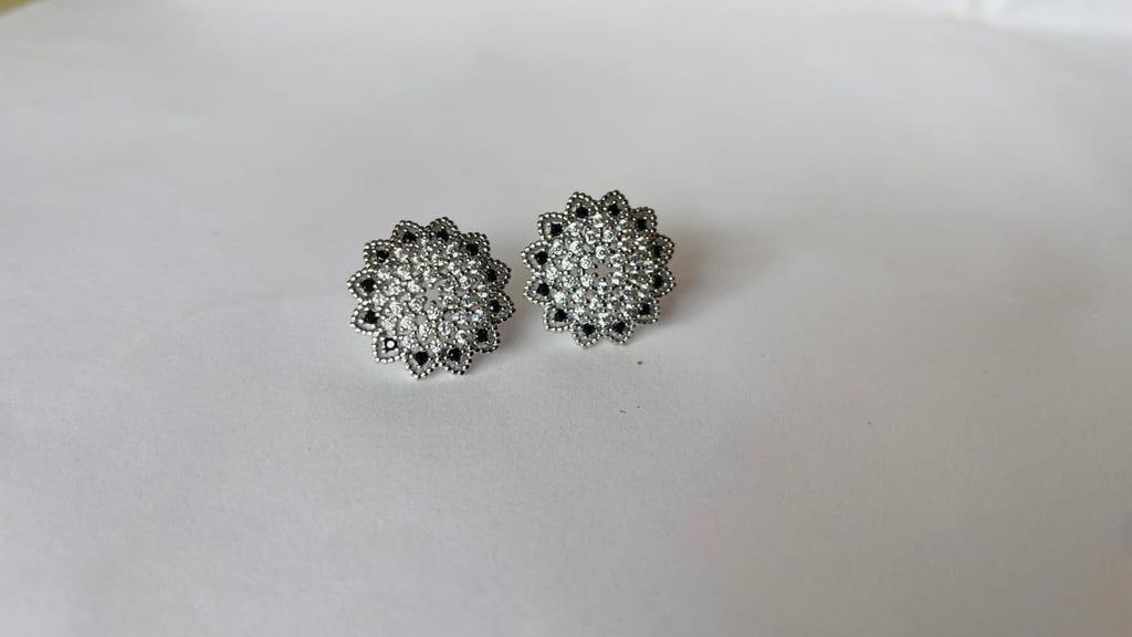 Vintage Floral Crystal Stud Earrings