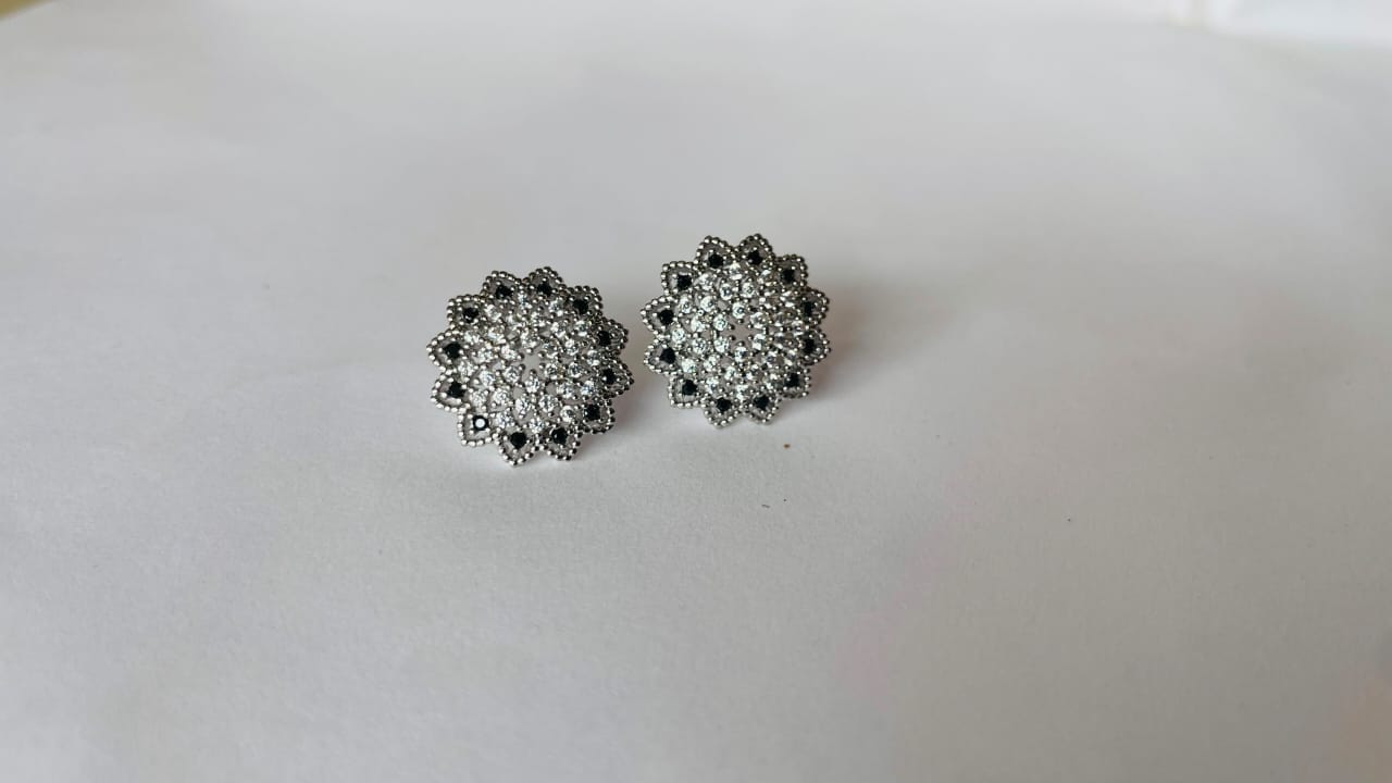 Vintage Floral Crystal Stud Earrings