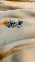 Stainless Steel Blue Flower Stud Earrings