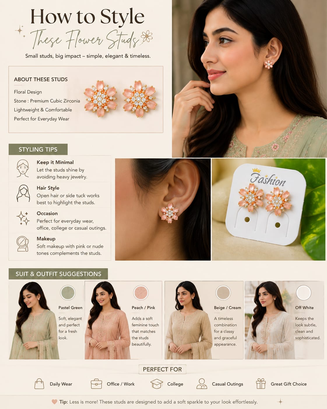 Ruby Bloom Crystal Flower Stud Earrings | Elegant Floral Earrings for Women