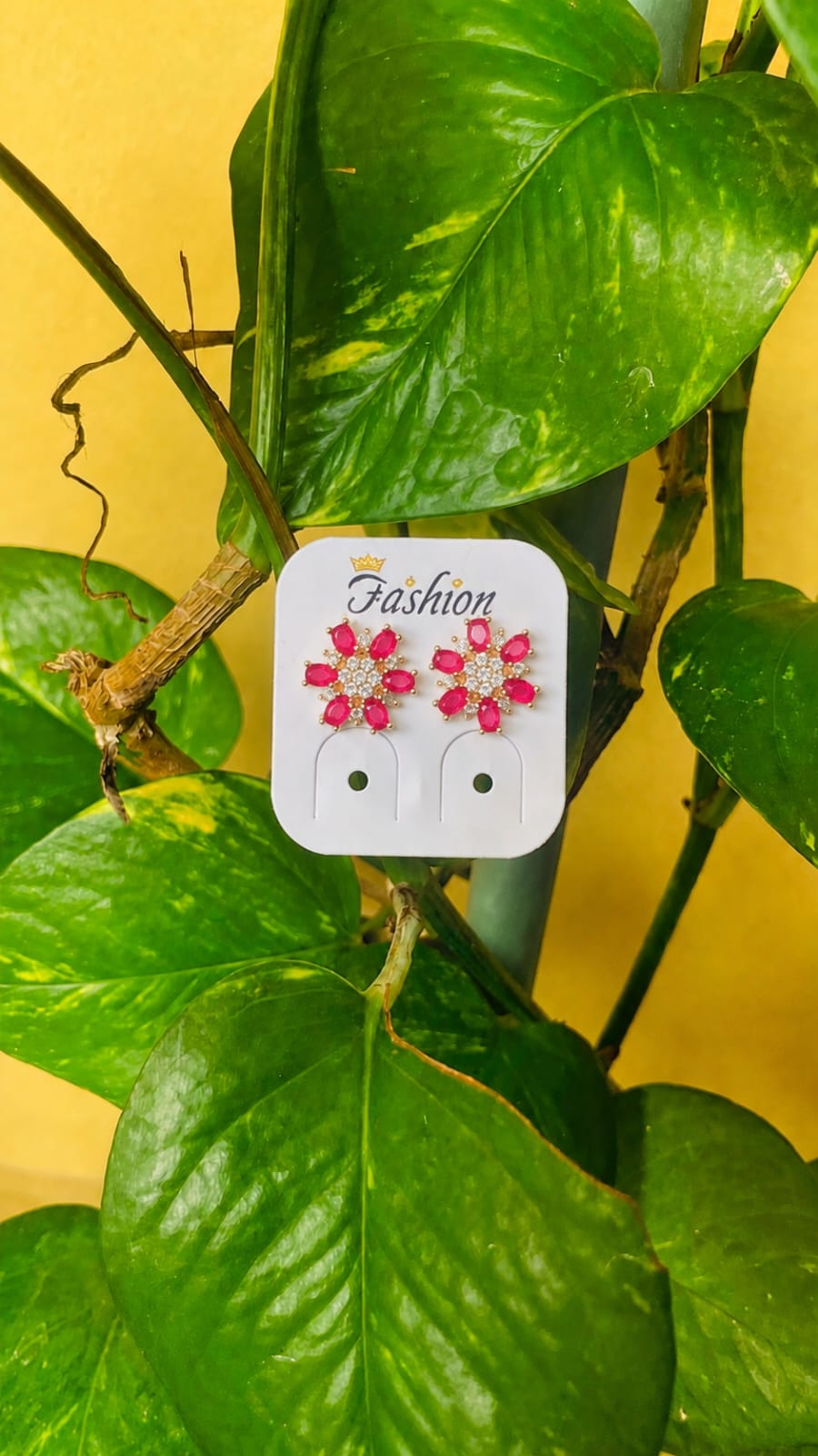 Ruby Bloom Crystal Flower Stud Earrings | Elegant Floral Earrings for Women