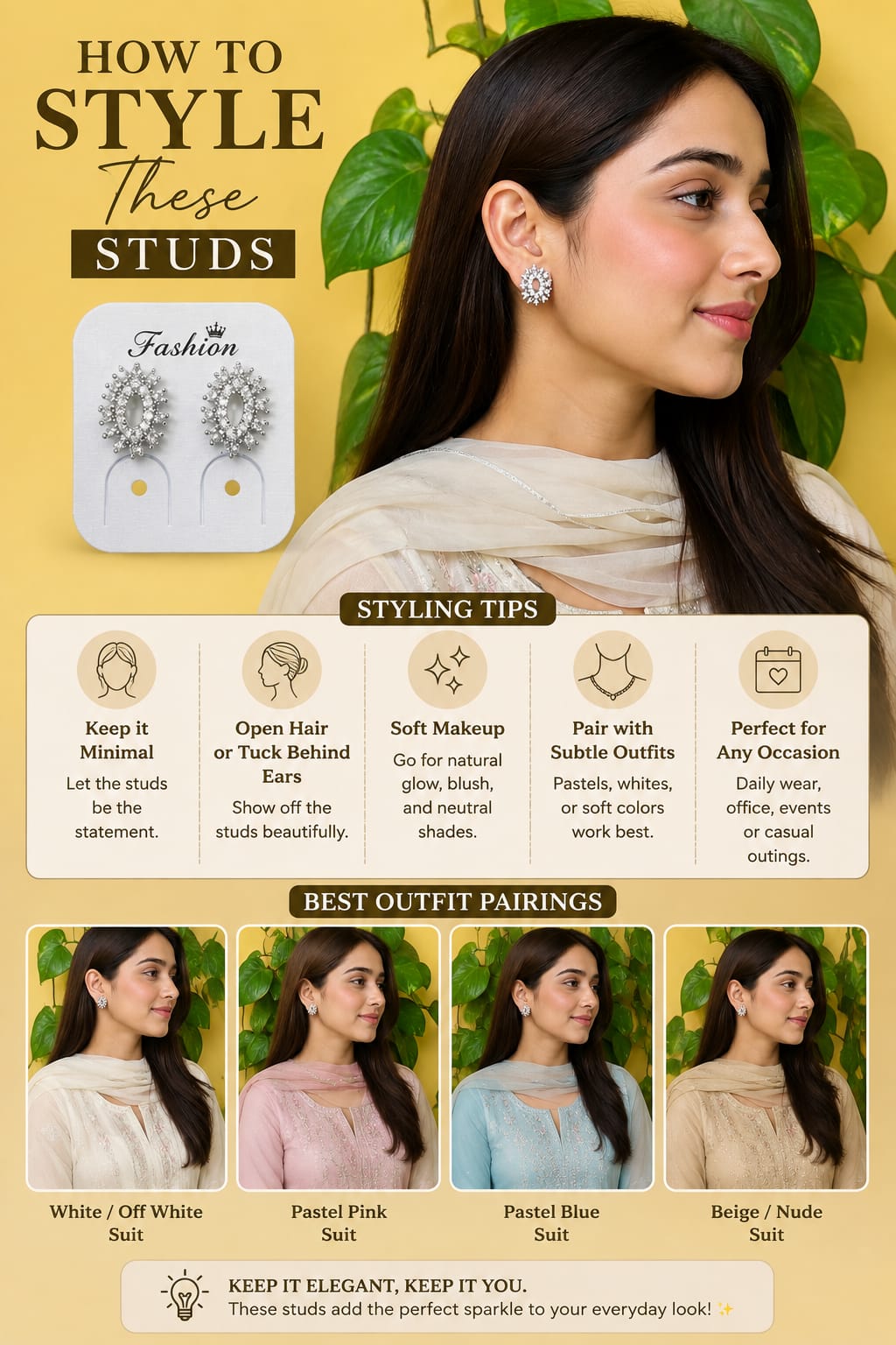 Vintage Pearl Halo Crystal Stud Earrings for Women | Elegant Silver Statement Earrings