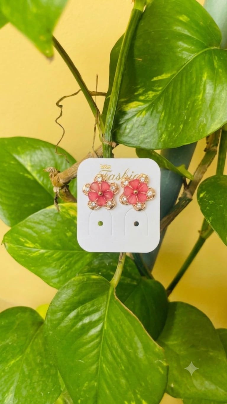 Bloom Crystal Flower Stud Earrings for Women | Colorful Floral Party & Everyday Earrings