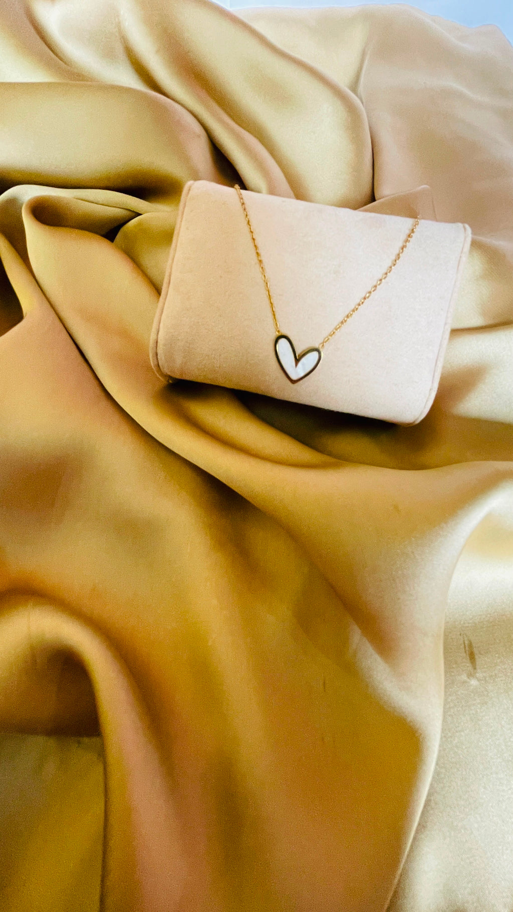 Gold-Tone White Enamel Heart Pendant Necklace for Women | Minimalist Heart Charm Necklace