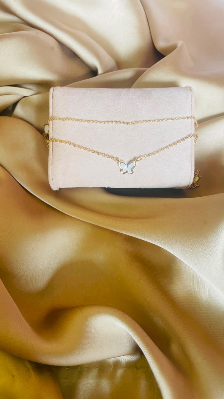 Gold-Tone Butterfly Pendant Necklace for Women | Minimalist Butterfly Charm Chain Necklace