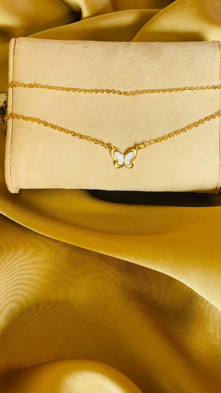 Gold-Tone Butterfly Pendant Necklace for Women | Minimalist Butterfly Charm Chain Necklace