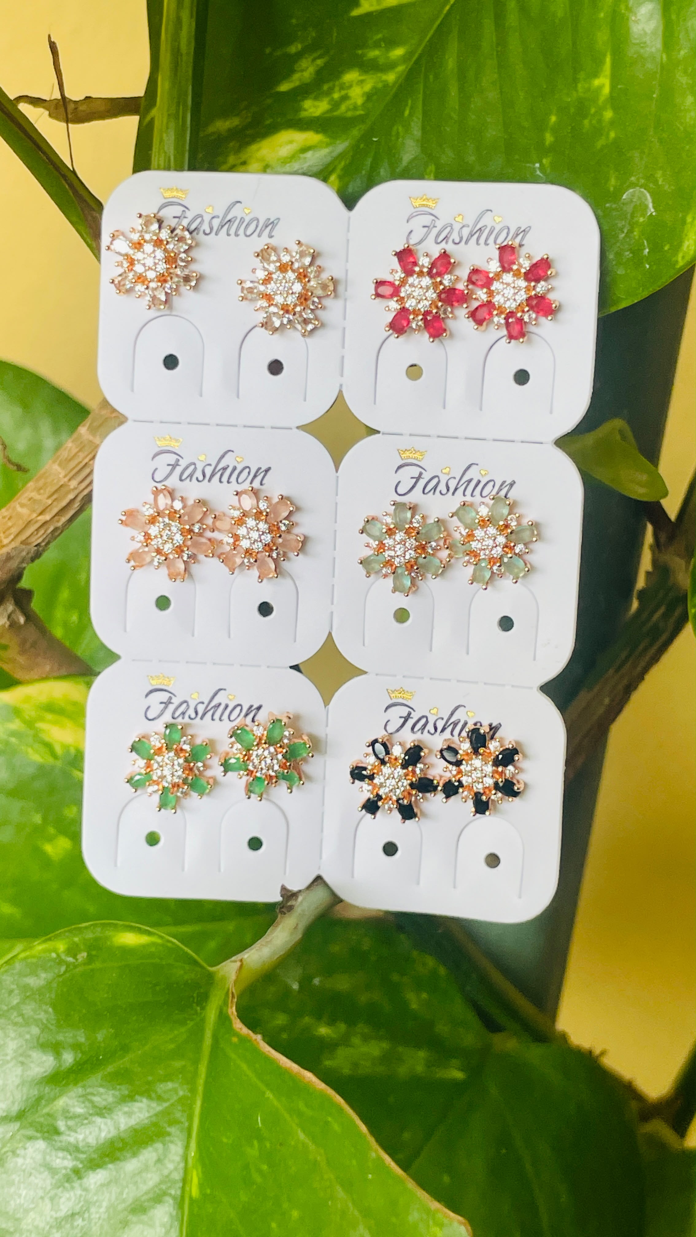 Ruby Bloom Crystal Flower Stud Earrings | Elegant Floral Earrings for Women