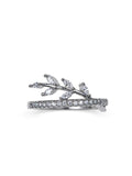 Elegant Silver Leaf Ring for Women | Crystal Vine Ring