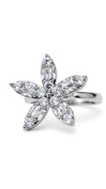 Elegant Crystal Flower Ring for Women – Sparkling 5-Petal Floral Statement Ring