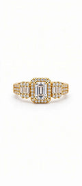 Elegant Emerald Cut Crystal Ring for Women – Vintage Halo Statement Ring