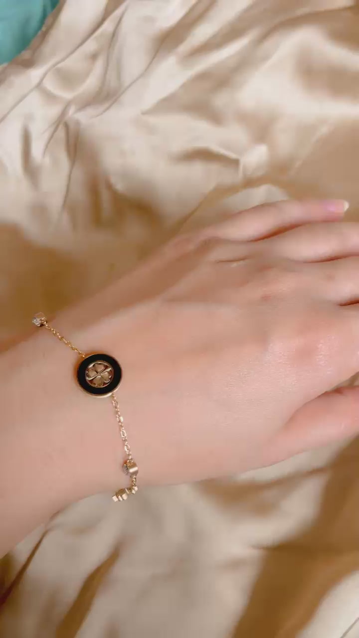 Lucky Clover Black Charm Bracelet
