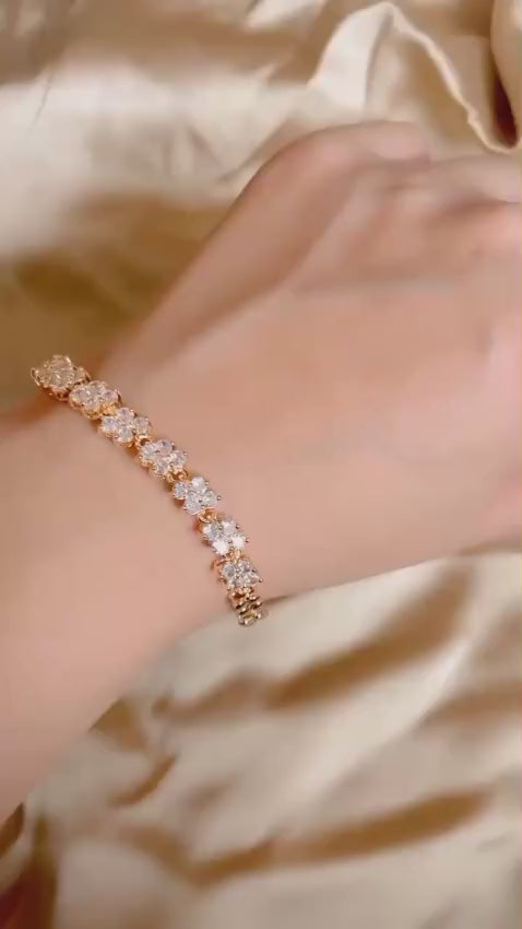 Rose Gold Floral Zircon Bracelet