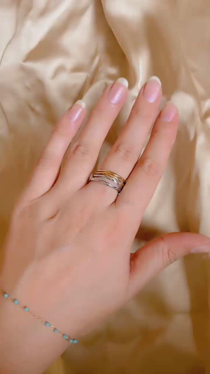 Twisted Dual-Tone Adjustable Ring